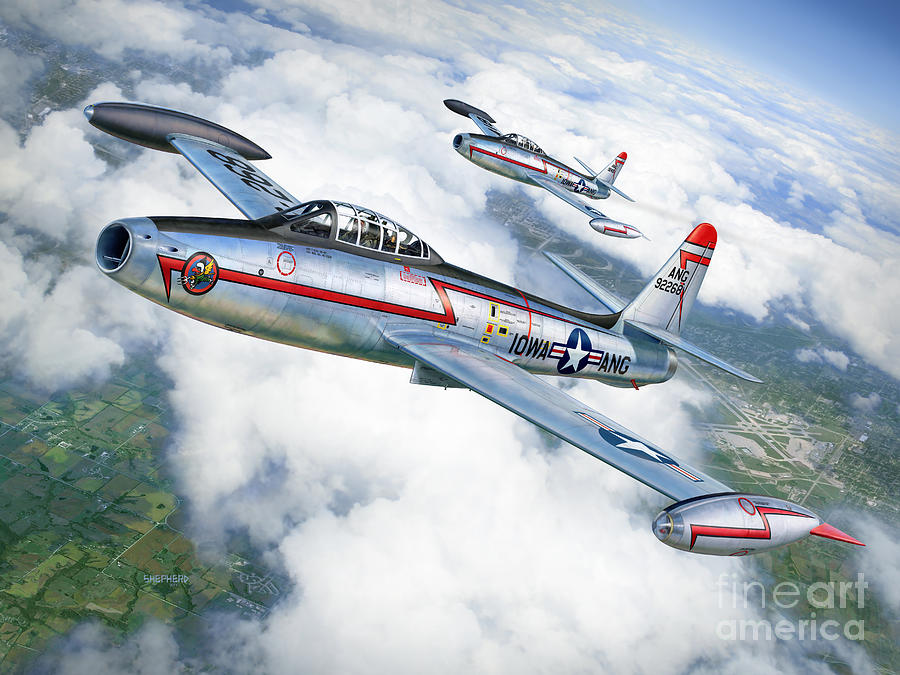 F-84 Thunderjet Iowa ANG Digital Art by Stu Shepherd