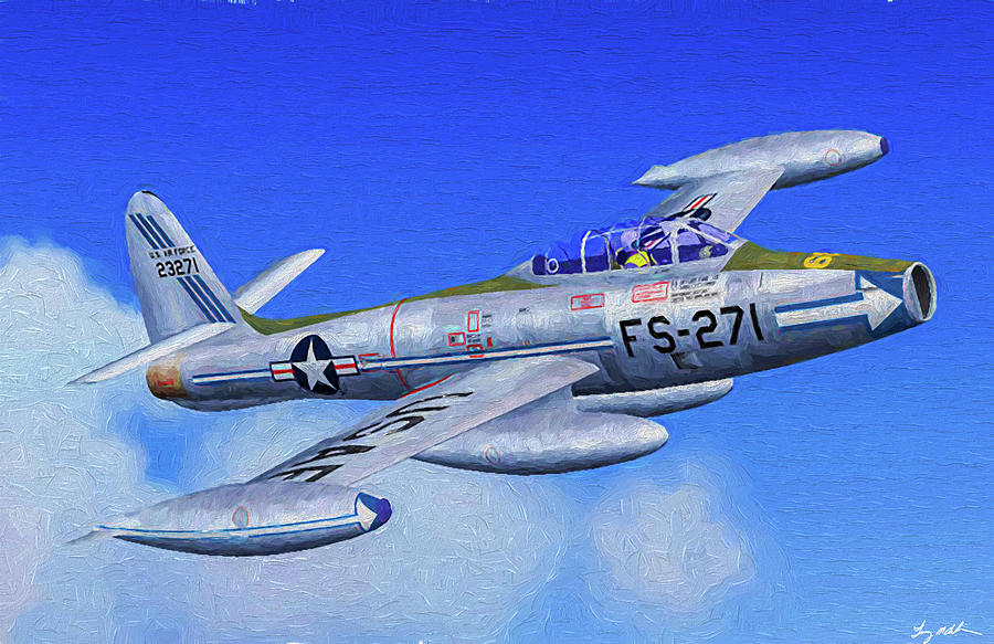 F-84 Thunderjet - Oil Digital Art by Tommy Anderson