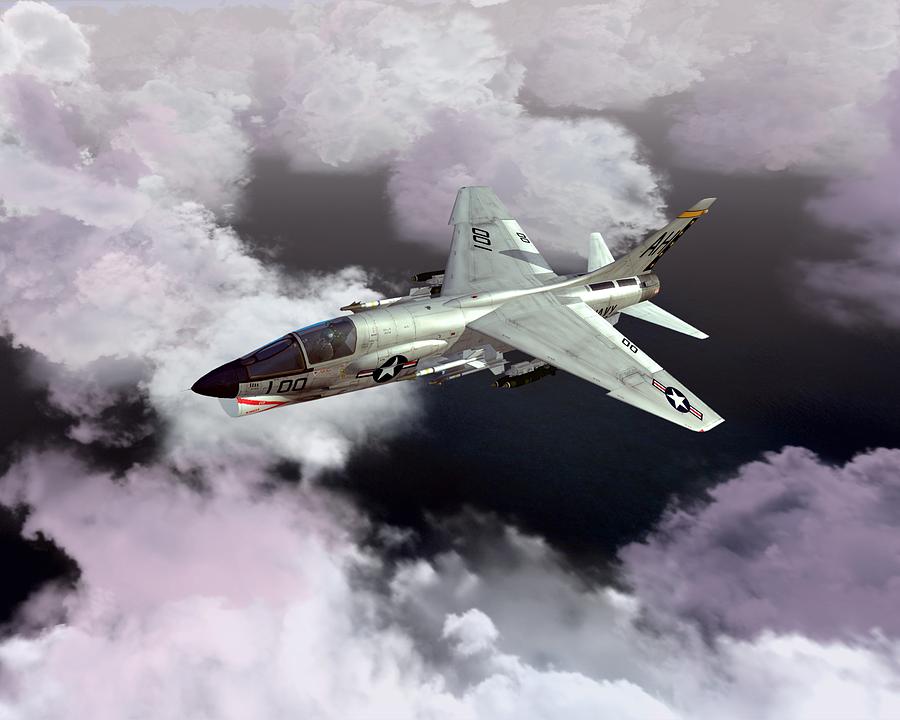 F-8E at Kilo Marshall Digital Art by Mike Ray