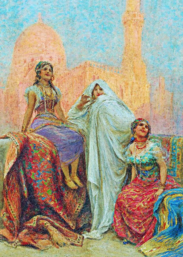 F Fabin Three Women Painting by Munir Alawi