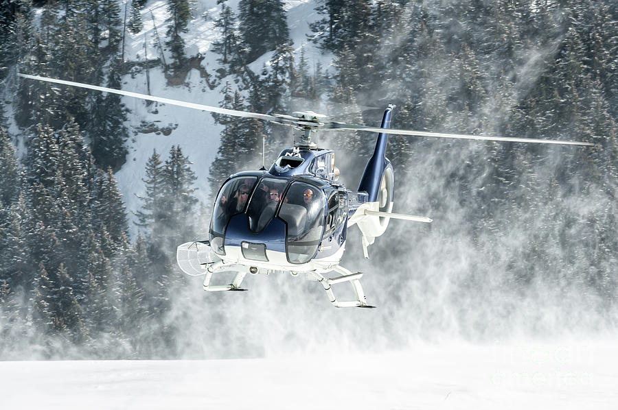 Helicopter Photograph - F-HANA Eurocopter EC-130 landing Helicopter at Courchevel by Roberto Chiartano