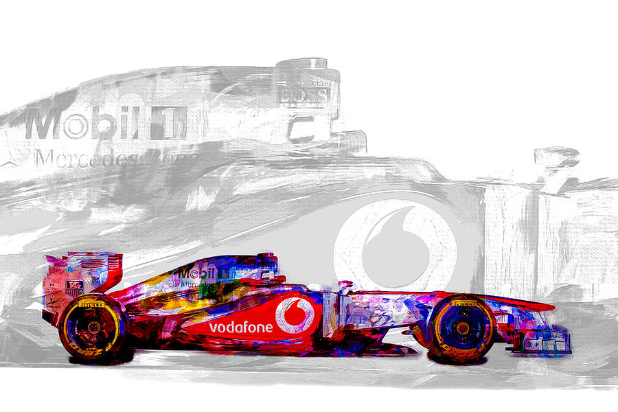 F1 Race Car Digital Painting Photograph by David Haskett II