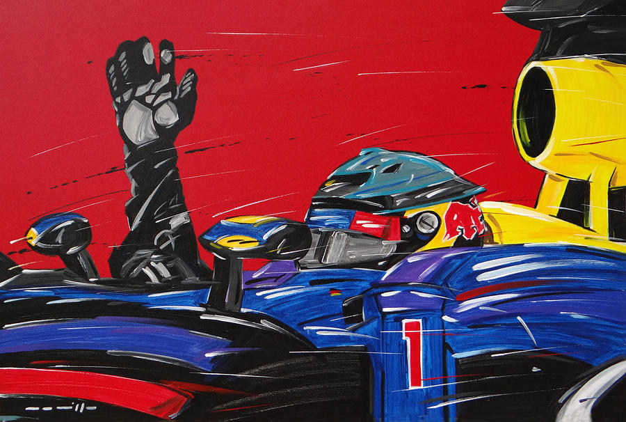 F1 Sebastian Vettel Red Bull Racing Painting By Roberto Muccilo Pixels