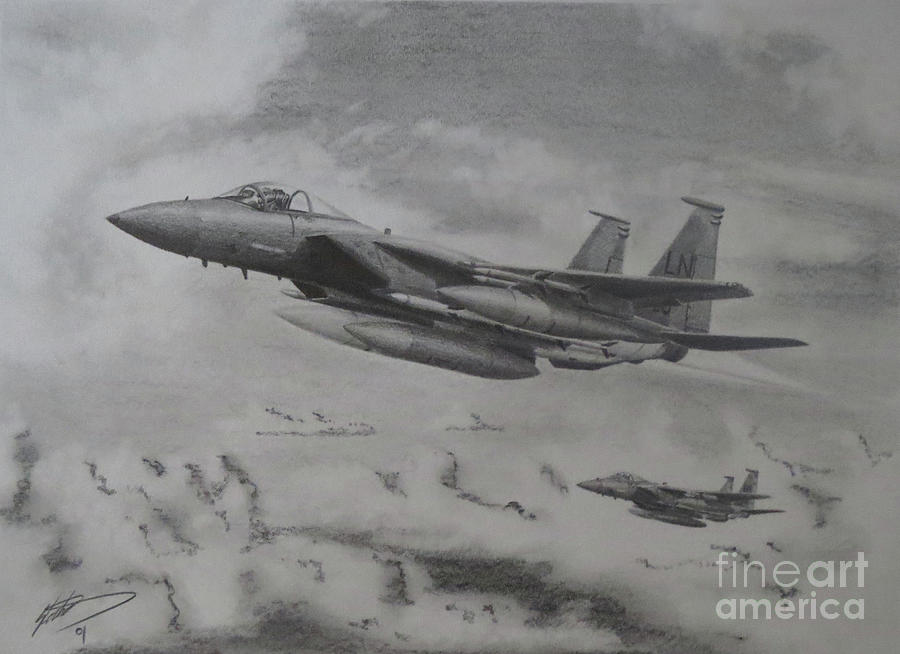 F15 Eagle Drawing by Simon Cockett Fine Art America