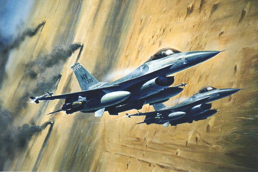 F16 Desert Storm Painting by Colin Parker