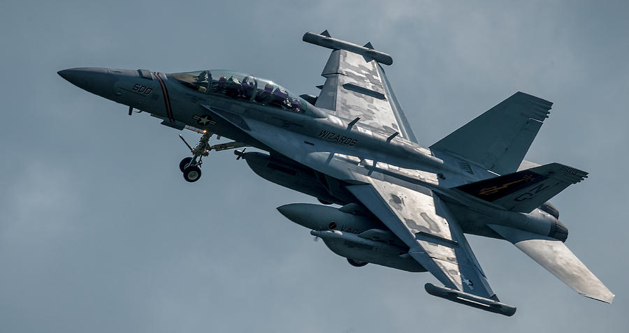 Jet Photograph - Boeing EA-18G Growler Over Head by Phil And Karen Rispin