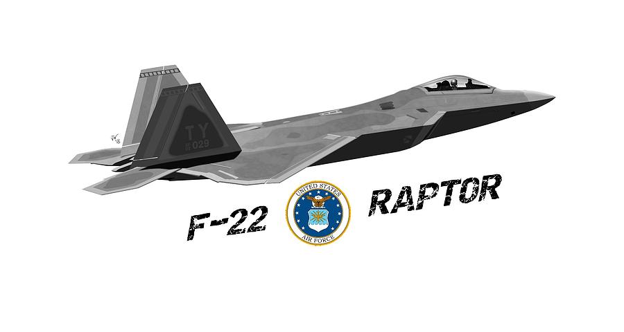 Jet Digital Art - F22 Raptor Png by John Wills
