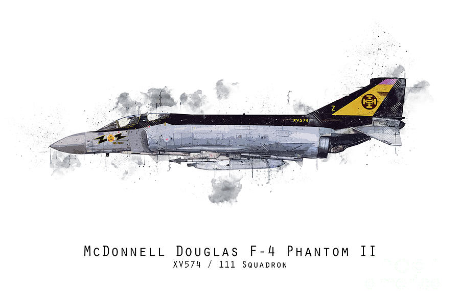 F4 Phantom Sketch - XV574 Digital Art by Airpower Art