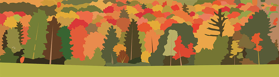 Fall Painting - Fall Forest by Marian Federspiel Fall Painting - Fall Forest by Marian Federspiel
