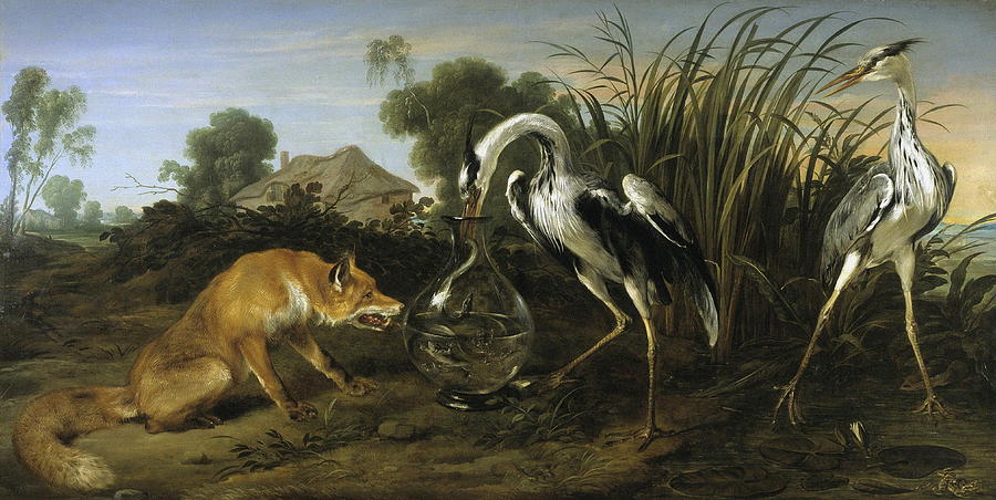 Animal Painting - Fable Of The Fox And The Heron by Frans Snyders