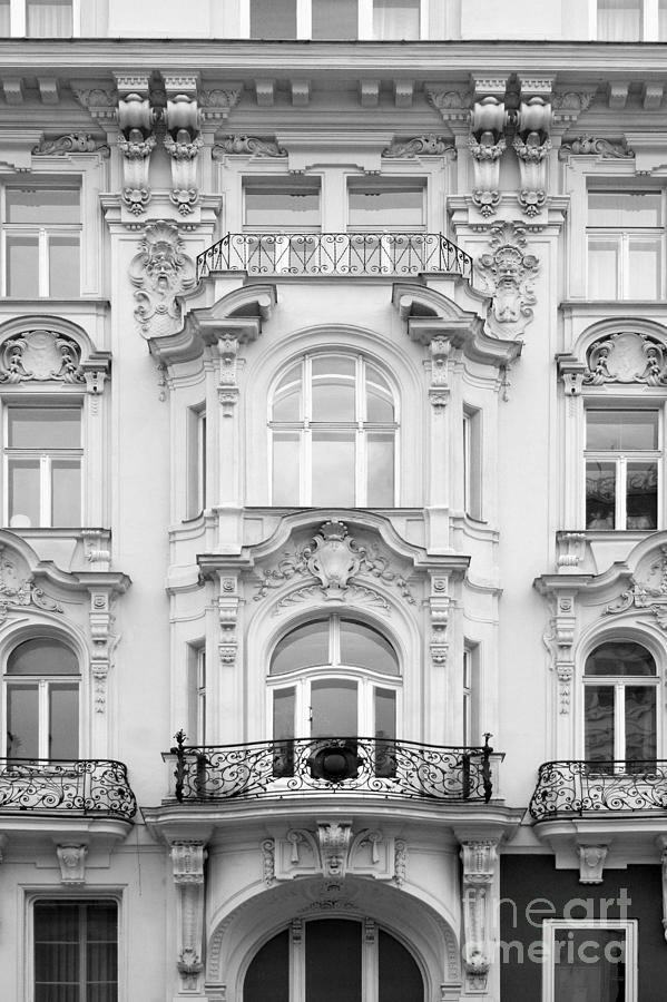 Facade on Mariahilferstrasse in Black and White Photograph by Angela Rath
