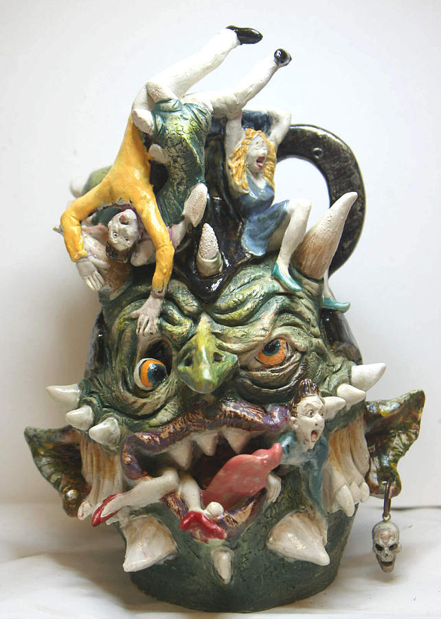 Face Jug People Eater Sculpture by Lauren  Marems