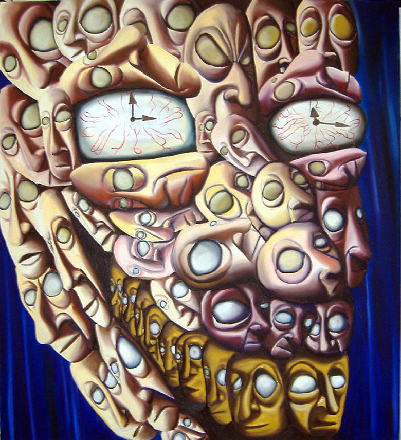Clock Painting - Face man.  by Robert  Nugent