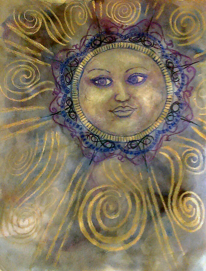 Purple Mixed Media - Face of the Moon by Jennie Hallbrown