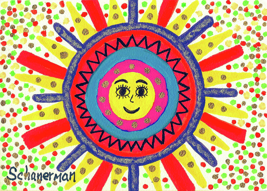 Face of the Sun Drawing by Susan Schanerman