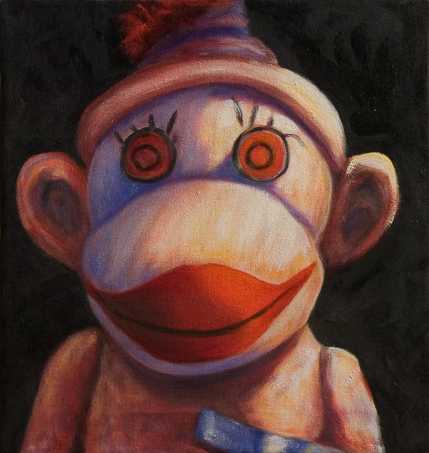 Sock Monkey Face it Painting by Shannon Grissom