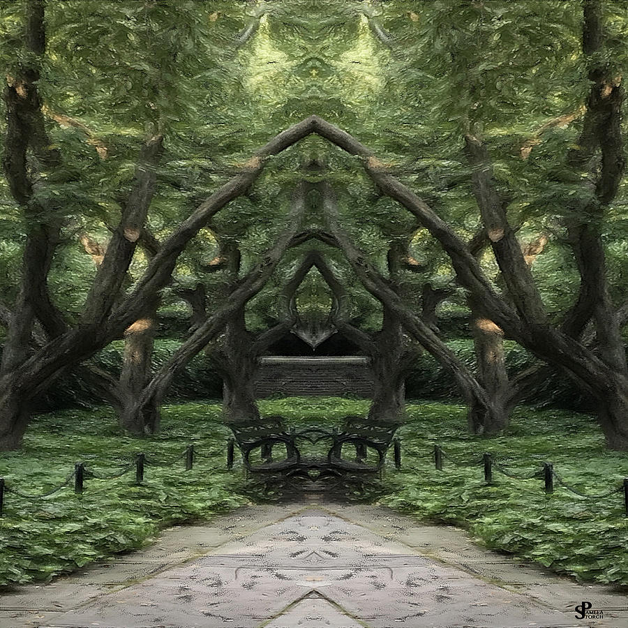 Magic Digital Art - Face to Face in Peaceful Park by Pamela Storch