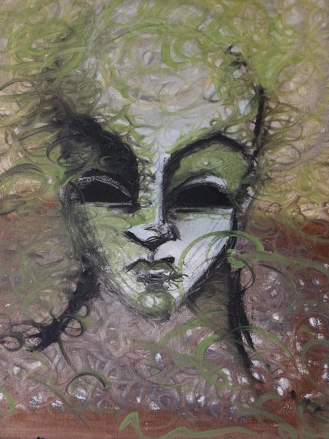 Abstract Painting - Face with Swirls by Erika Brown