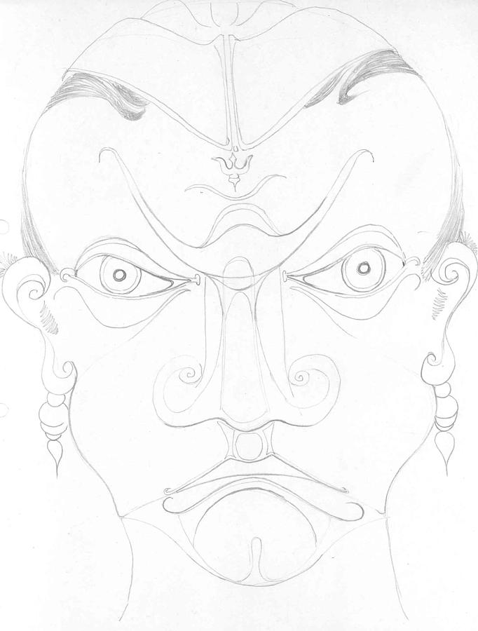 Faces-1 Drawing by Padamvir Singh
