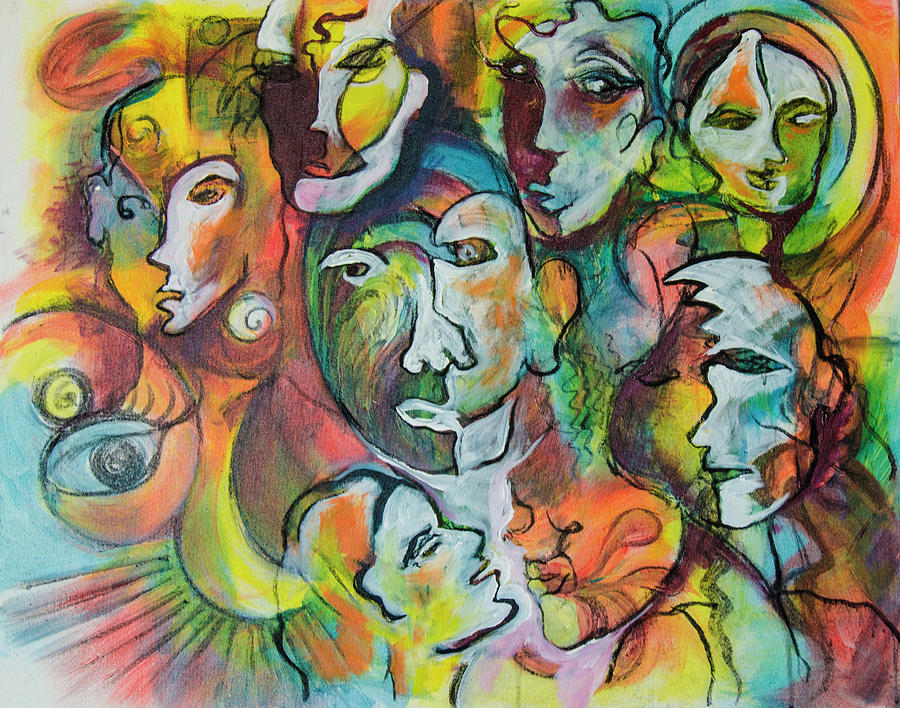 Faces 1 Painting by Rina Bhabra