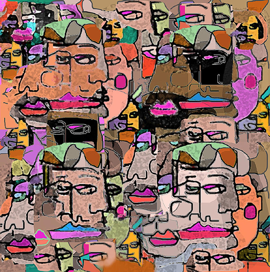 Abstract Digital Art - Faces by Joyce Goldin