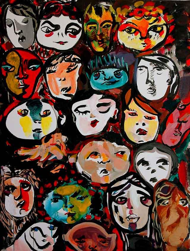 Faces of Faces Painting by Andreea Allman