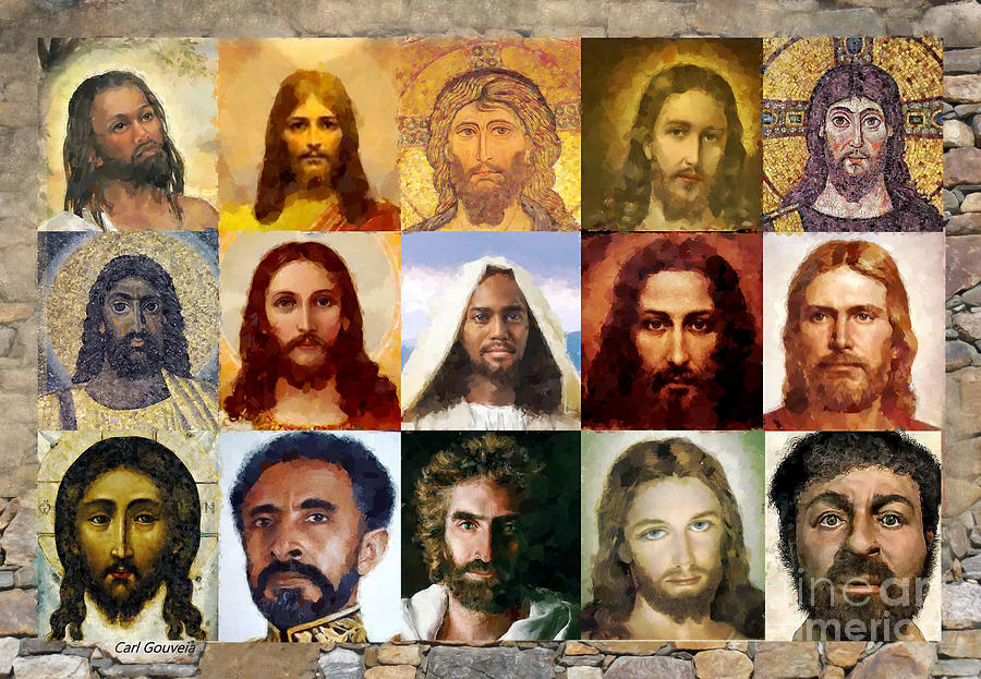 Colors Mixed Media - Faces of Jesus by Carl Gouveia