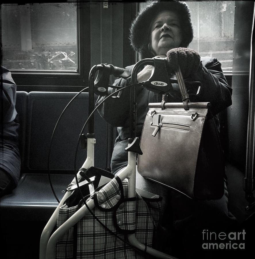 Faces on a Bus 2 - New York New York - Lady on a Bus Photograph by Miriam Danar