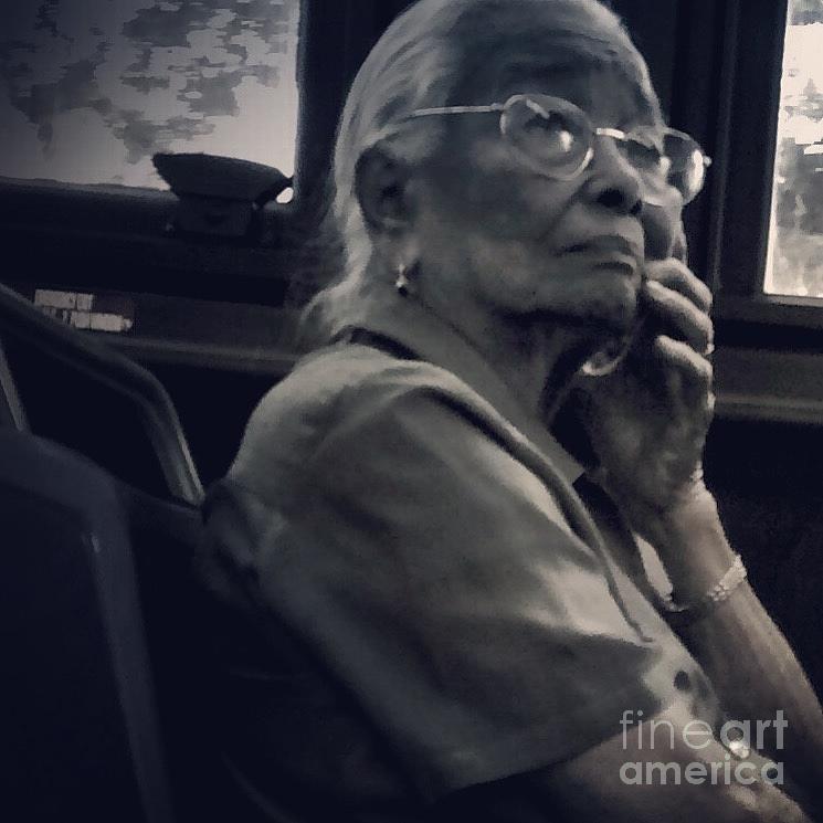 Faces on a Train - Lady in Thought Photograph by Miriam Danar