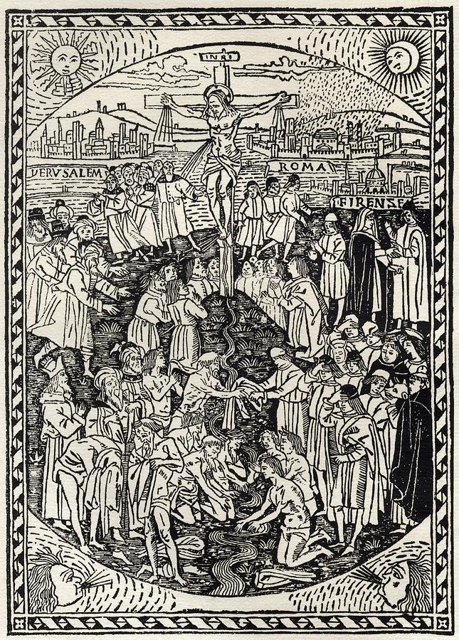 Facsimile Of The Crucifixion From Drawing by Vintage Design Pics - Fine ...