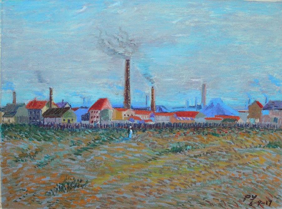 Factories at Clichy Drawing by Ping Yan