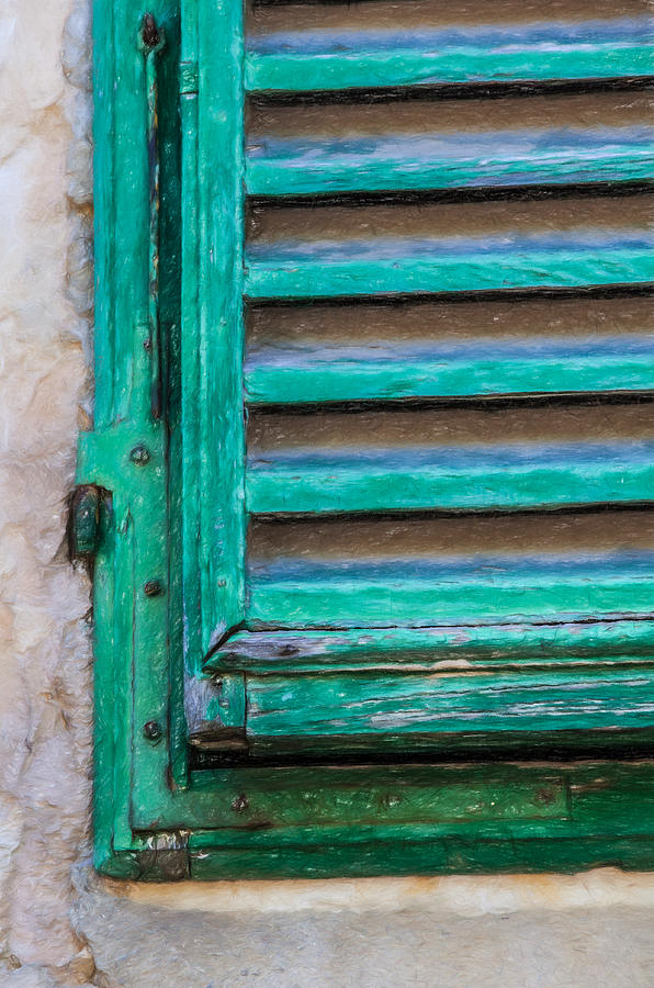 Faded Green Window Shutter Photograph by David Letts