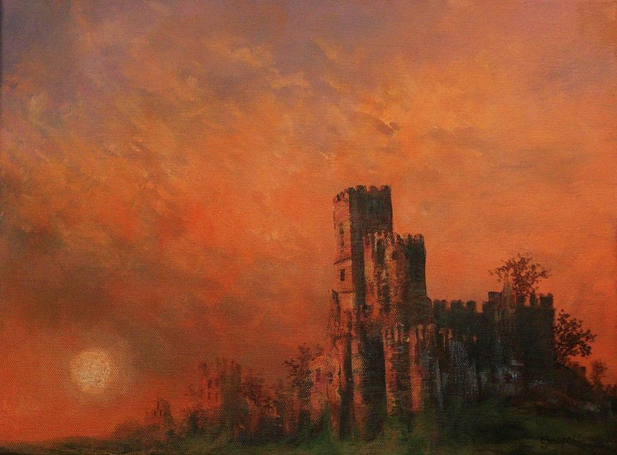Fading Majesty Castle at Sunset Painting by Tom Shropshire