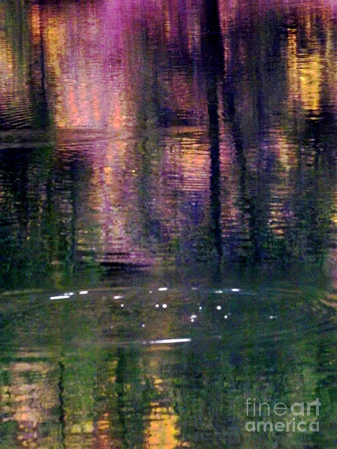 Fading ripple in colorful reflection Digital Art by Annie Gibbons