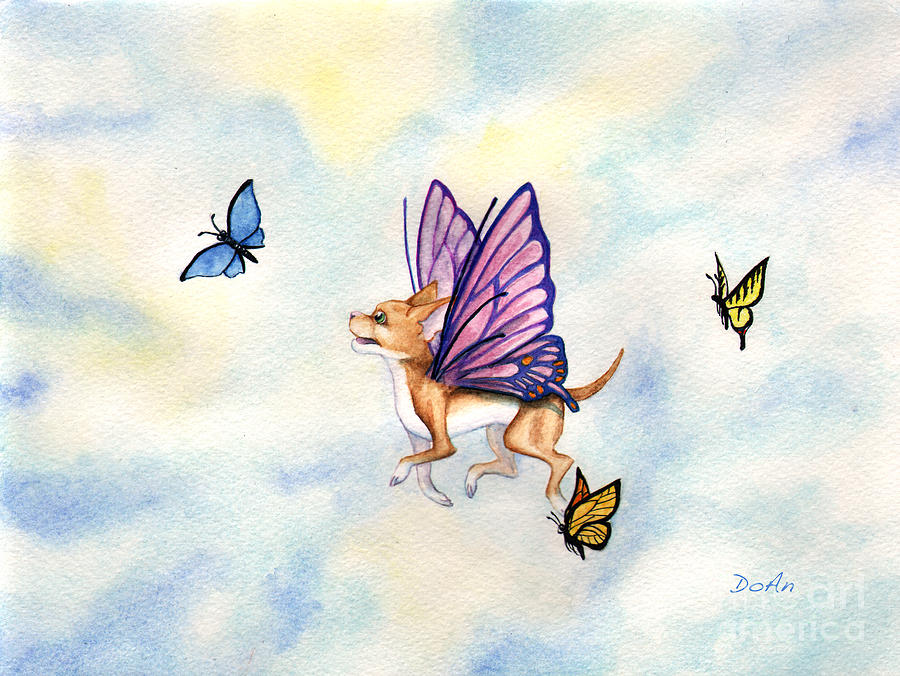 Faerie Dog Flies Painting by Antony Galbraith