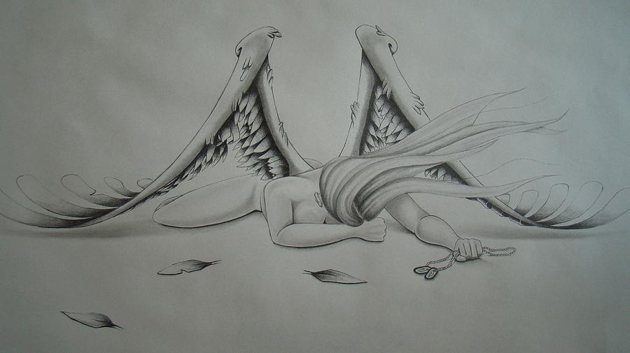 Failed Angel Drawing by Christopher Witter.