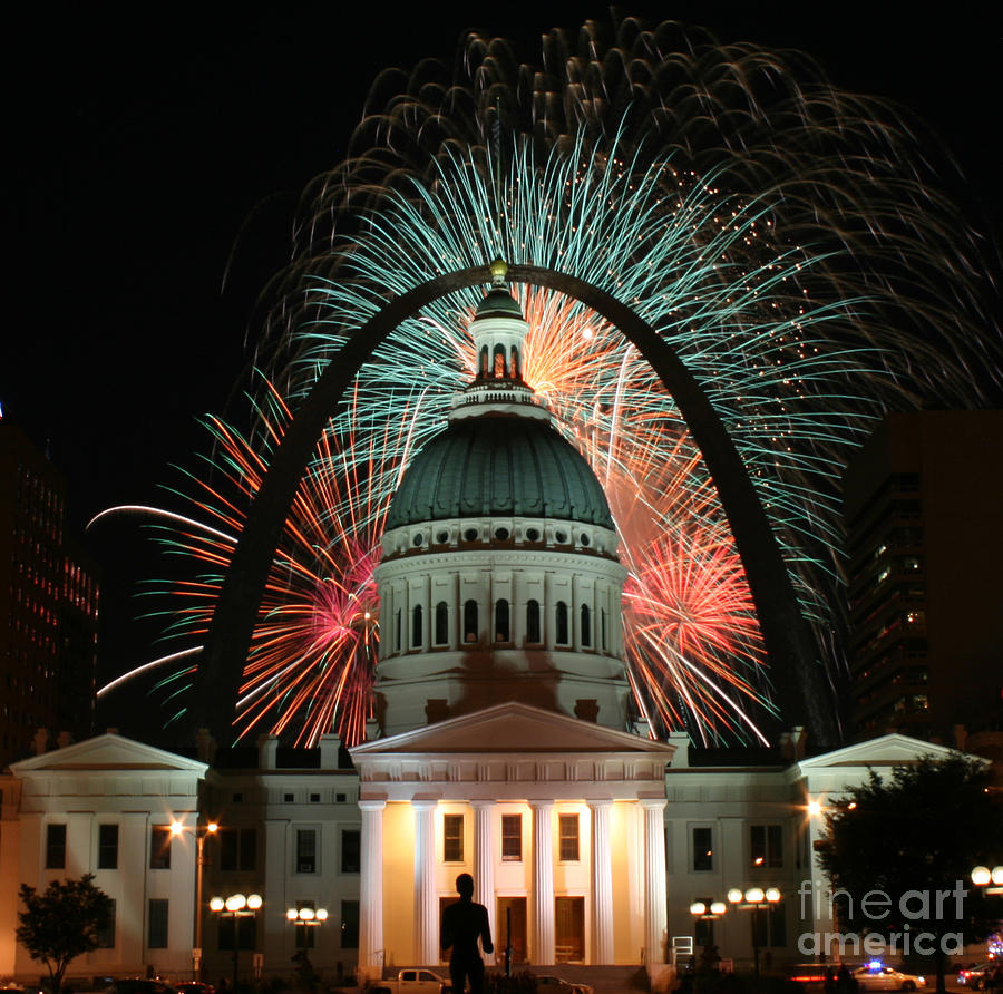 Fair St Louis Fireworks Photograph by William Shermer