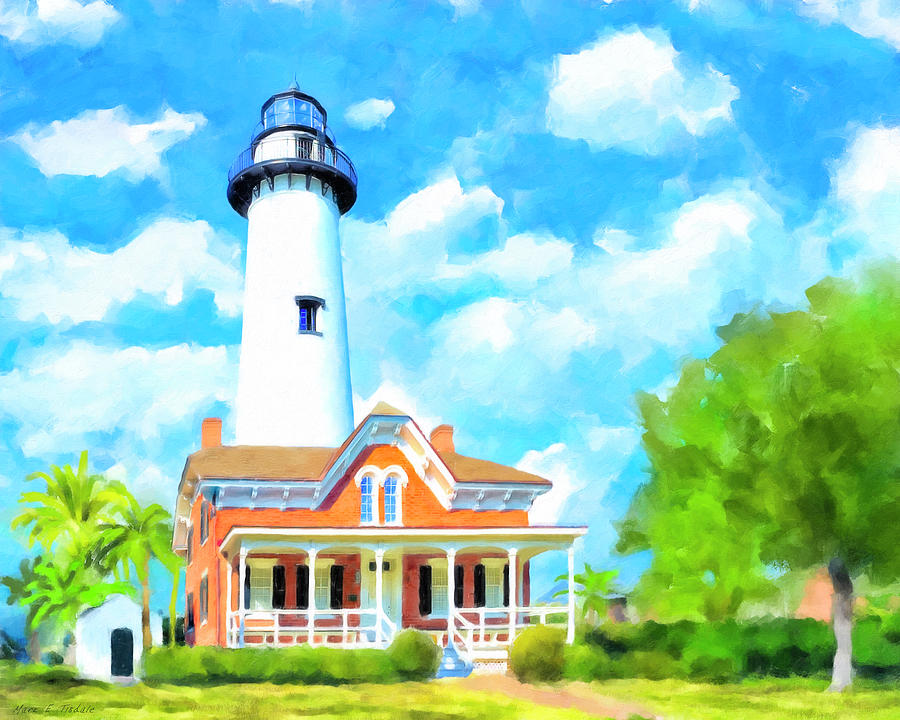 Lighthouse Painting - Fair Weather On St Simons Island - Georgia Lighthouses by Mark Tisdale
