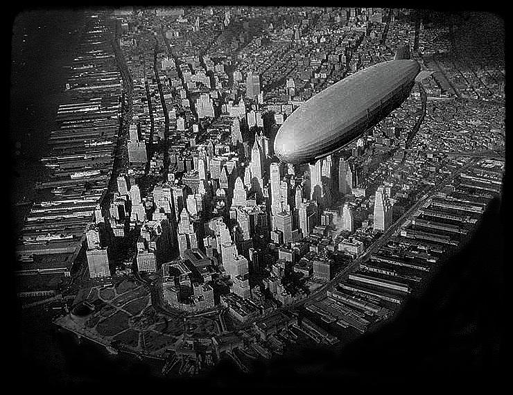 Fairchild Zeppelin over Manhattan New York City 1931 color added 2016 Photograph by David Lee Guss