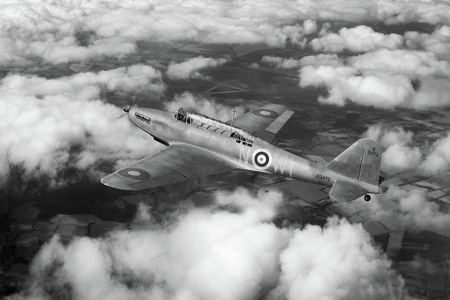 Fairey Battle in flight BW version Photograph by Gary Eason