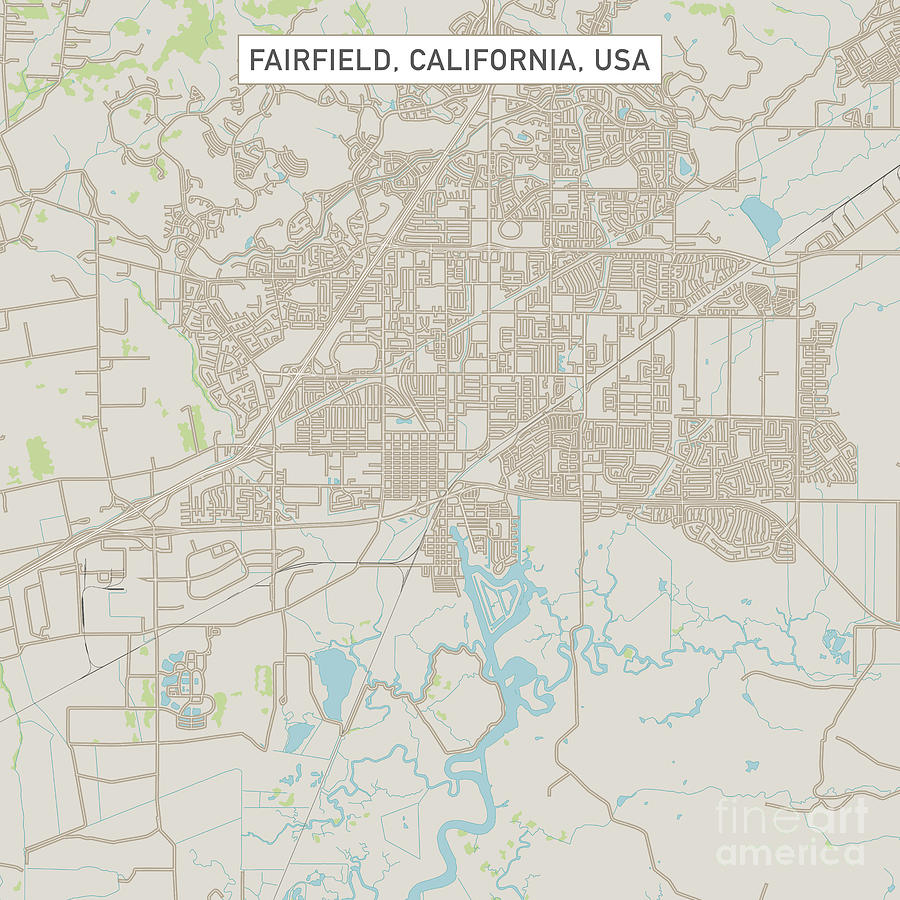 Fairfield California Us City Street Map Digital Art By Frank Ramspott 0147