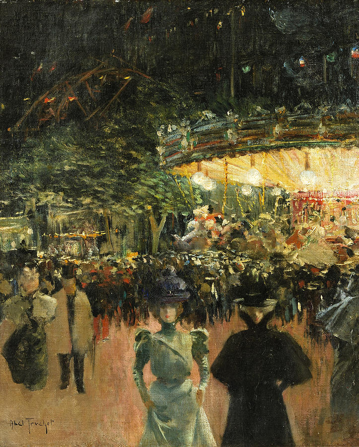 Fairground. Place Pigalle  Painting by Louis Abel-Truchet