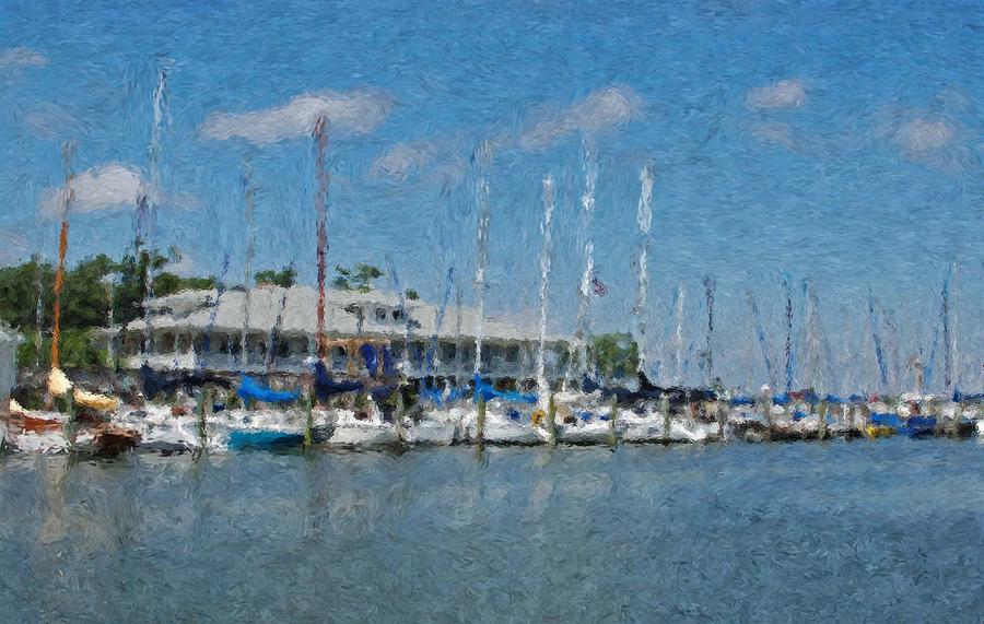Fairhope Yacht Club Impression Painting by Michael Thomas