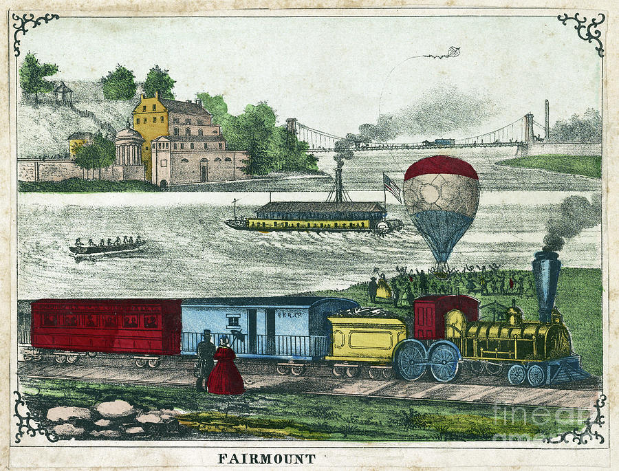 FAIRMOUNT WATER WORKS, c1858.  Drawing by Granger
