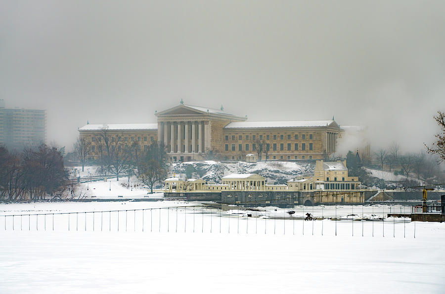 Fairmount Waterworks and Philadelphia Art Museum in the Snow Photograph by Bill Cannon