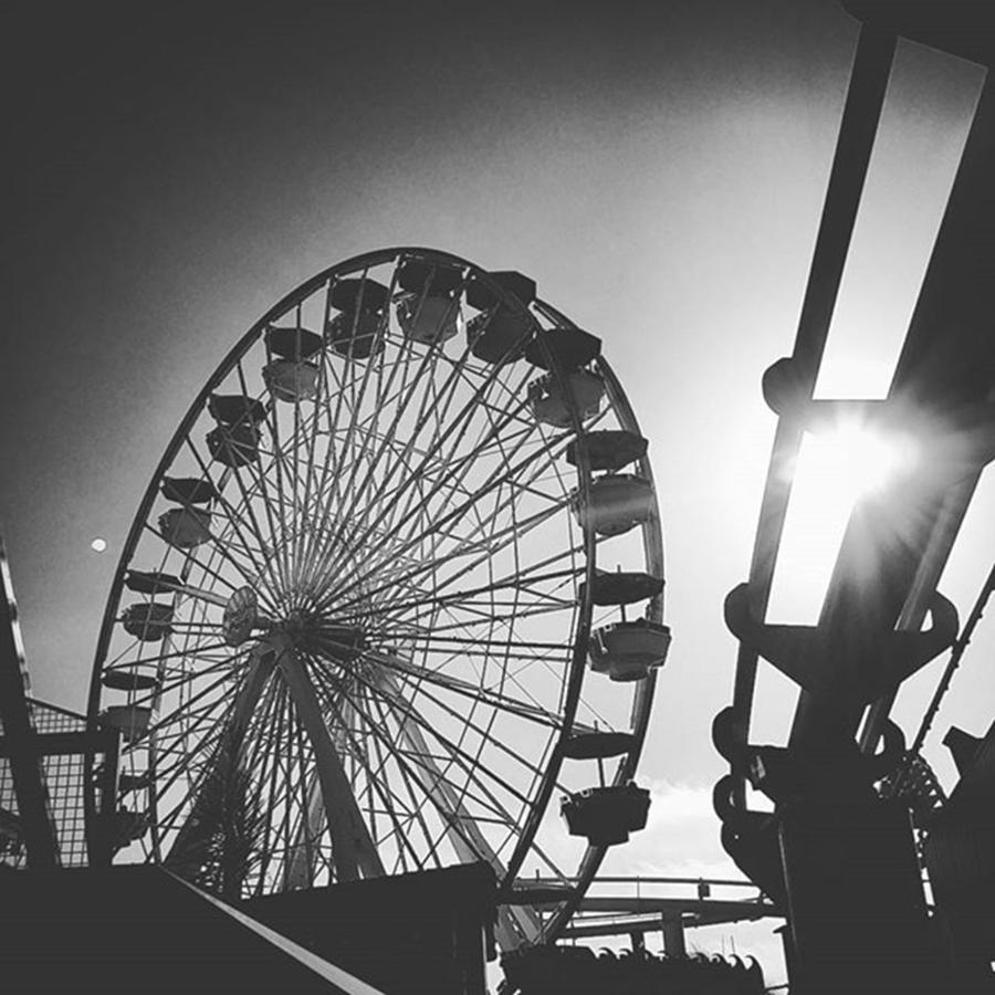 Blackandwhite Photograph - #fairswheel #rollercoaster #pacificpark by Image Creative Media