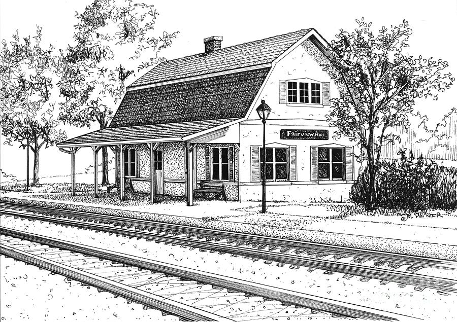 Fairview Ave Train Station Drawing by Mary Palmer
