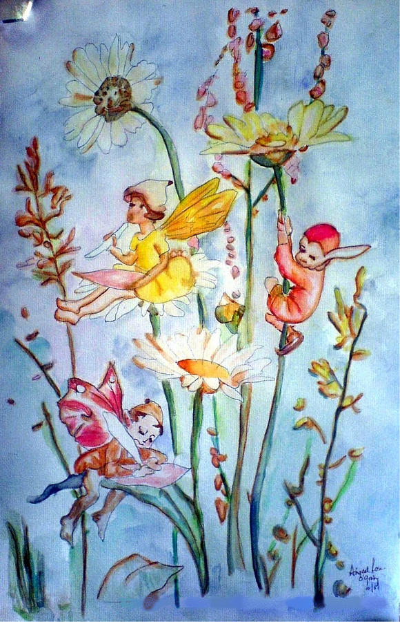 Fairy Babies Painting by AHONU Aingeal Rose