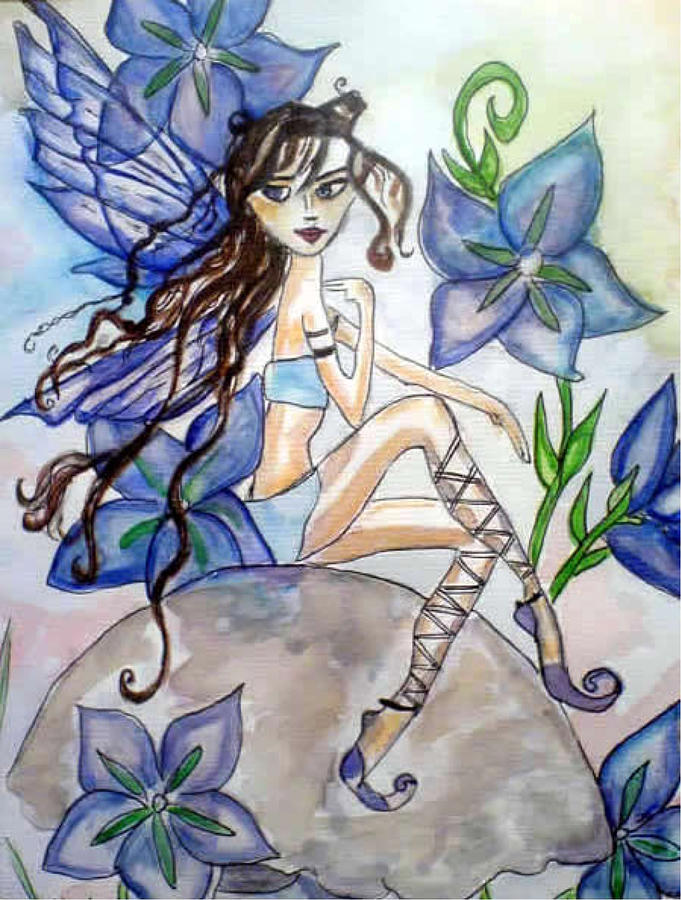 Fairy Blue Painting by AHONU Aingeal Rose
