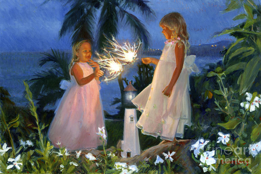 Fairy Garden Sparklers Painting by Candace Lovely